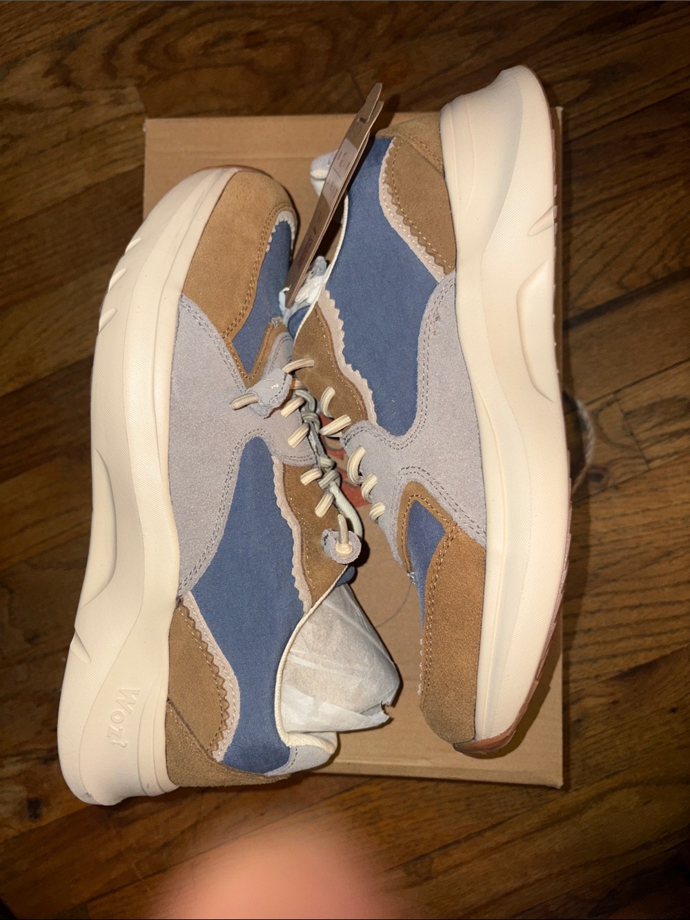 Woz?Chunky Suede Lace-Up Sneakers in Blue and Tan